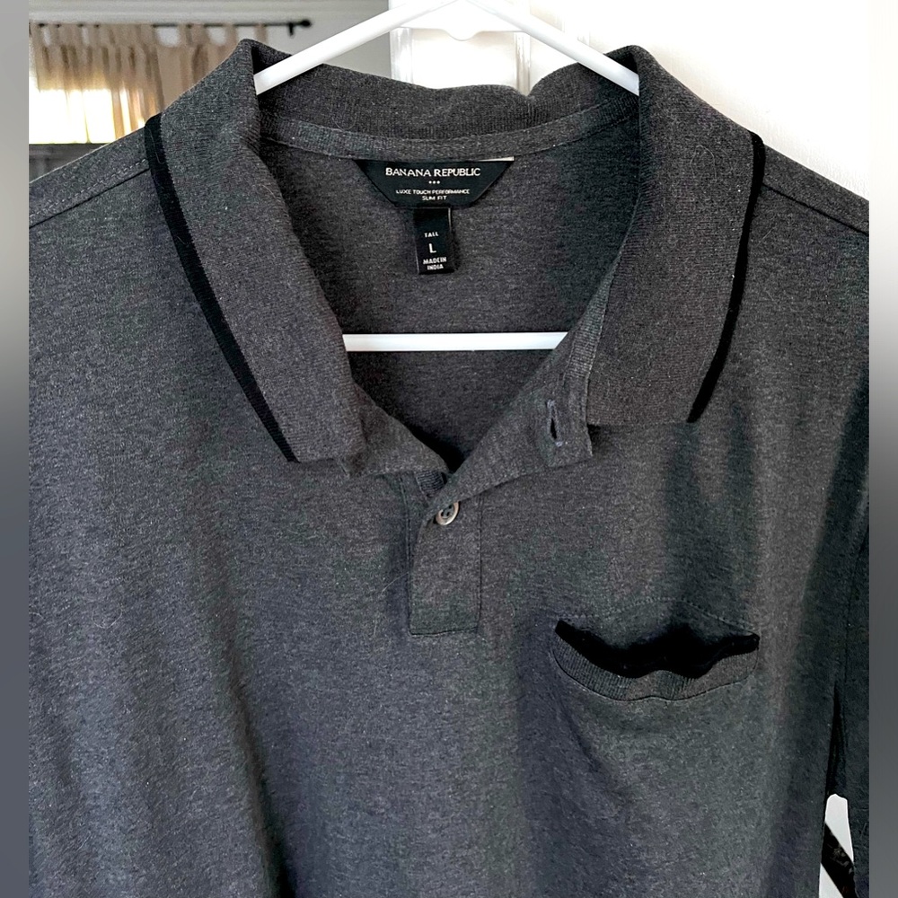 Men’s Polo - Large Grey - Banana Republic “Luxe Performance” Slim Fit